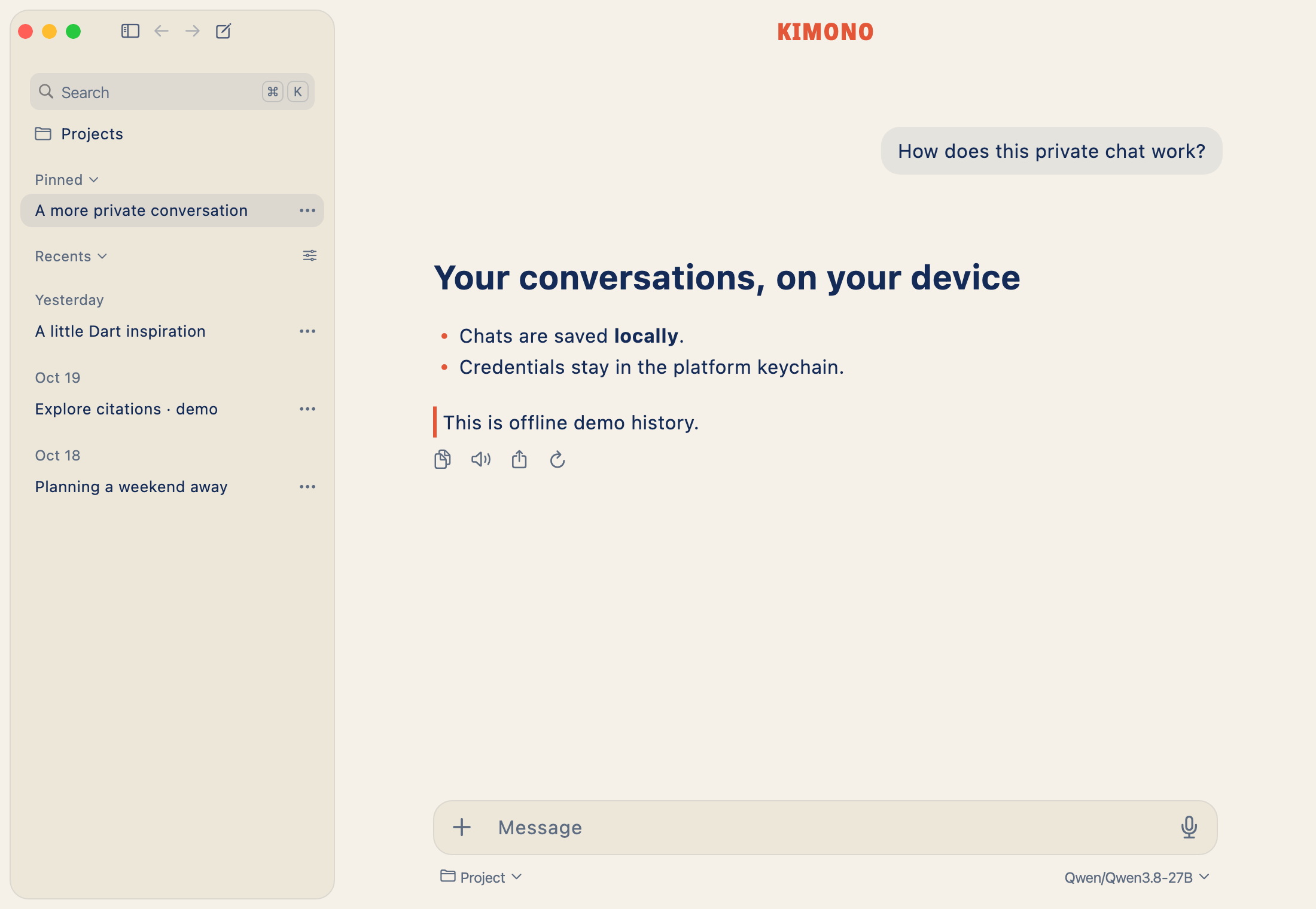 Kimono on the Mac, light